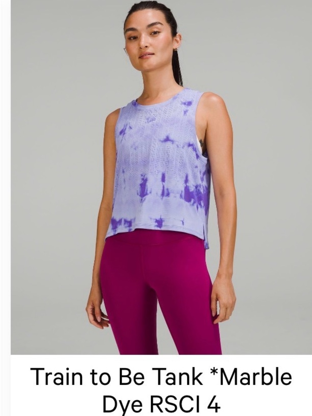 Lululemon Blue Tie Dye Train to Be Tank Cropped Workout Top Size 4